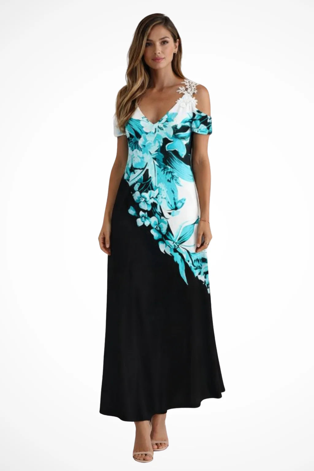 Black White Blue Floral / XXL